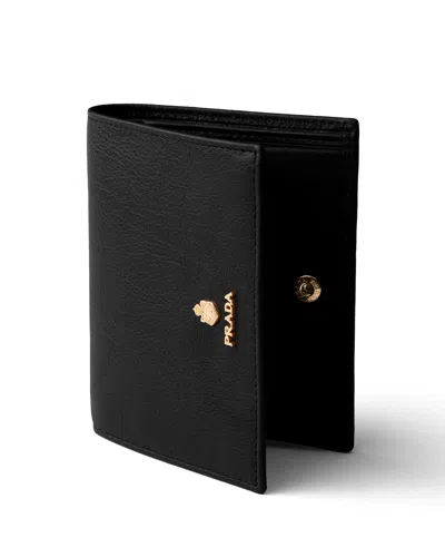 Prada Small Leather Wallet In Black