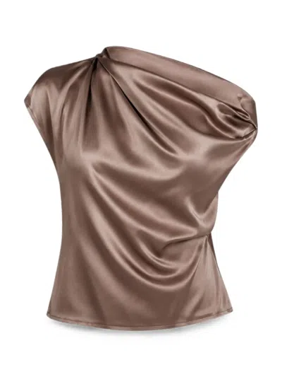 The Sei Draped Asymmetric Top In Brown