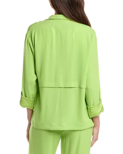 St John St. John Solid Mock Neck Jacket In Green