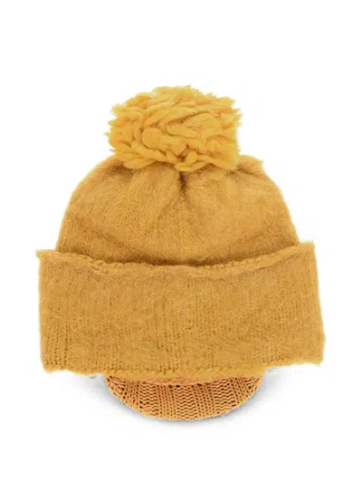 Dsquared2 Pom-pom Visor Beanie Hat In Yellow