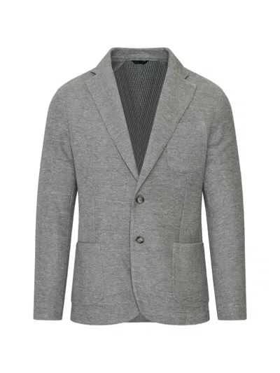 Patrick Assaraf Single-breasted Patch-pocket Blazer In Gray