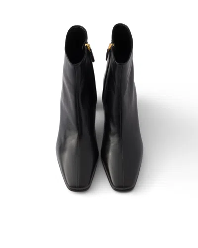 Prada Leather Booties In Black