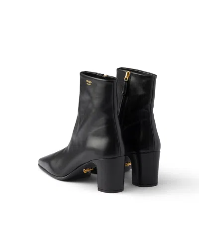 Prada Leather Booties In Black