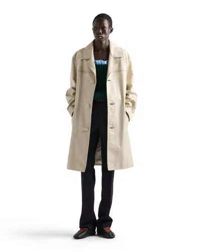 Prada Leather Coat In Neutral