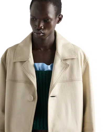 Prada Leather Coat In Neutral