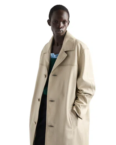 Prada Leather Coat In Neutral