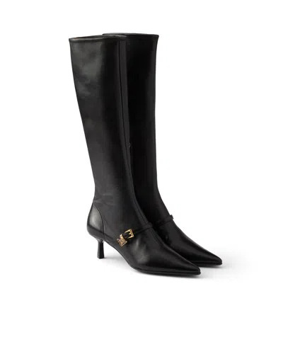 Prada Stretch Nappa Leather Boots In Black