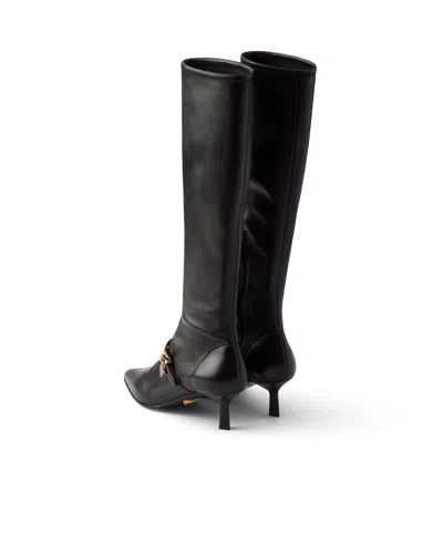 Prada Stretch Nappa Leather Boots In Black