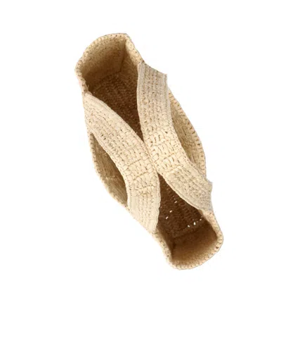 A.p.c. Rectangular Raffia Tote Bag With Contrasting Logo In Neutral