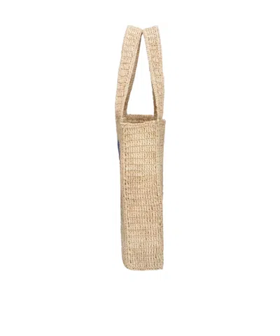 A.p.c. Rectangular Raffia Tote Bag With Contrasting Logo In Neutral