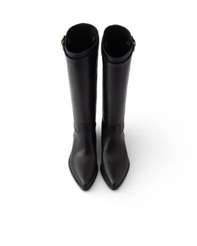 Prada Leather Boots In Black