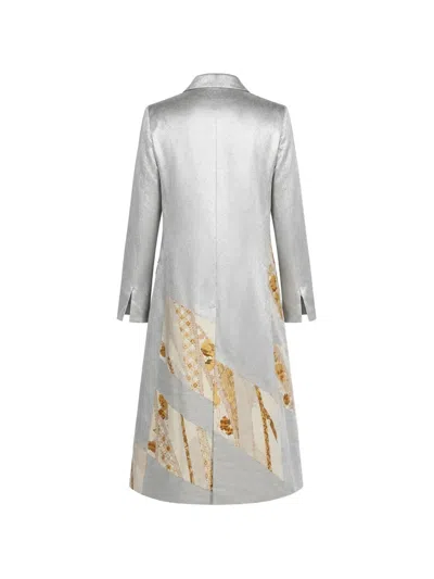 Ibrigu Irotomesode Patchwork Overcoat In Silver
