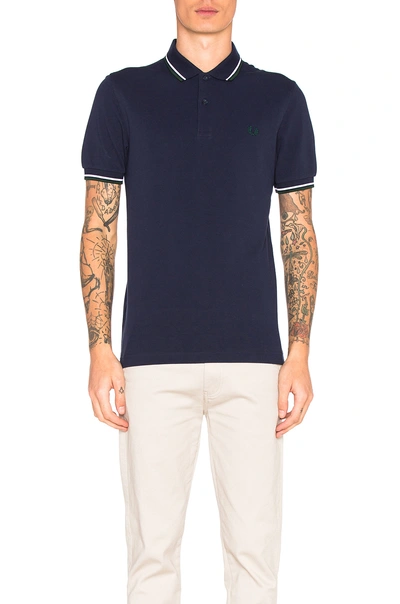 Fred Perry Shirt In Carbon Blue & White & Ivy