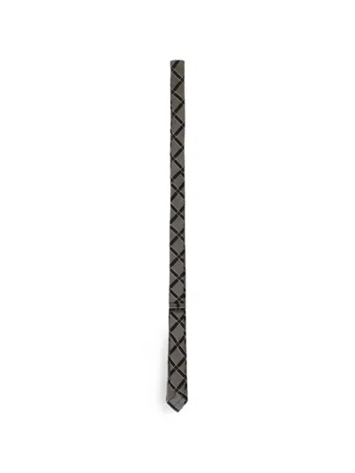 Corneliani Check-motif Tie In Gray