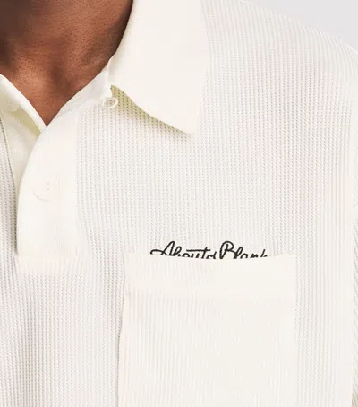 Aboutblank About:blank Piqué Script Polo Shirt In Neutral