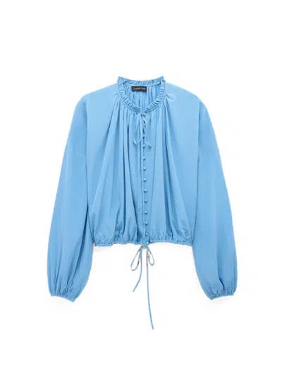 Jacob Lee Ruffled Button-front Blouse In Blue