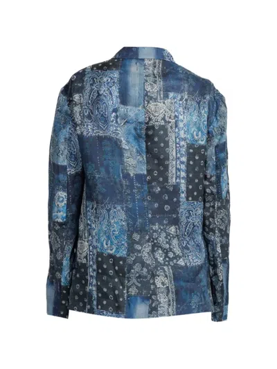 R13 Patchwork Double-breasted Blazer In Blue