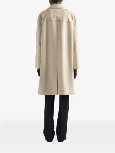 Prada Leather Coat In Neutral