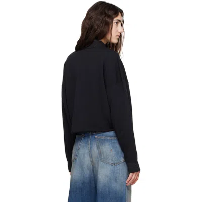 Off-white Black Embroidered Script Crop Polo In Black