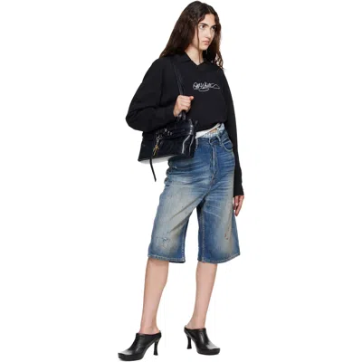 Off-white Black Embroidered Script Crop Polo In Black