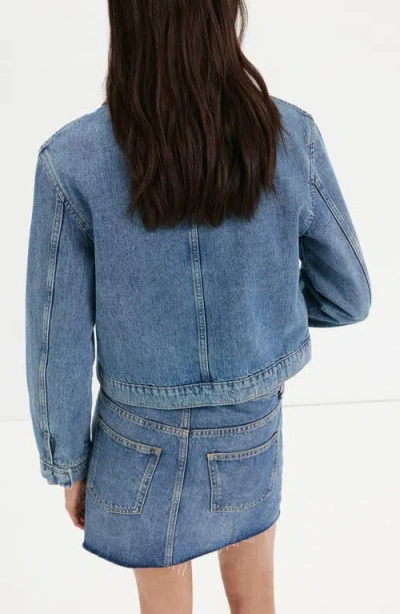 Mango Toggle Crop Denim Jacket In Multi