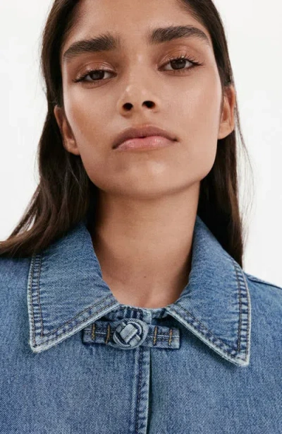 Mango Toggle Crop Denim Jacket In Multi