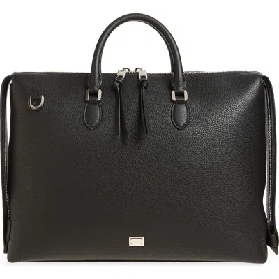 Dolce & Gabbana Pebbled-leather Briefcase In Black