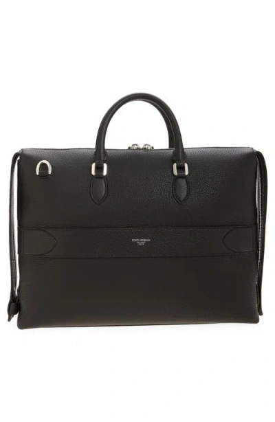 Dolce & Gabbana Pebbled-leather Briefcase In Black