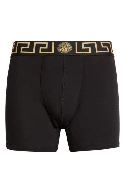 Versace Underpants Low Rise Trunk Stretch Bio Cotton Jers In Black