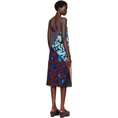 Dries Van Noten レッド＆ブルー Printed Slip ミディアムワンピース In Multi