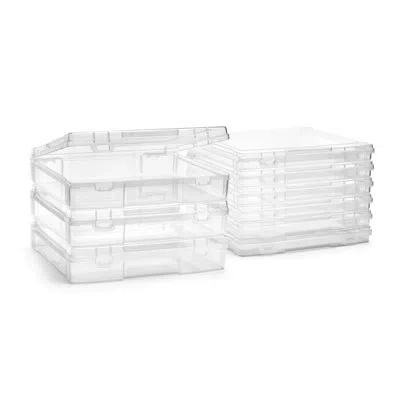 Sorbus Sahaj Variety Size Clear Stackable Project Case 9 Pack In White