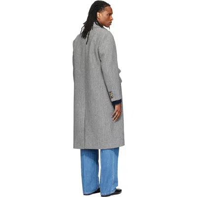Valentino Herringbone-pattern Virgin Wool Coat In Gray