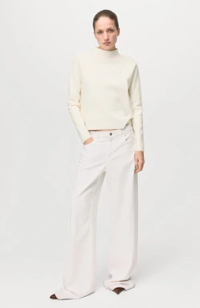 Mango Mock Neck Sweater In White