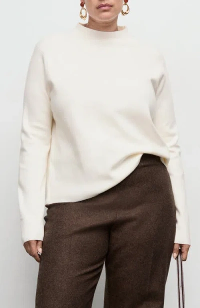 Mango Mock Neck Sweater In White