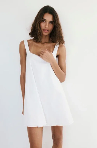 Mango Flared Stretch Cotton Minidress In White