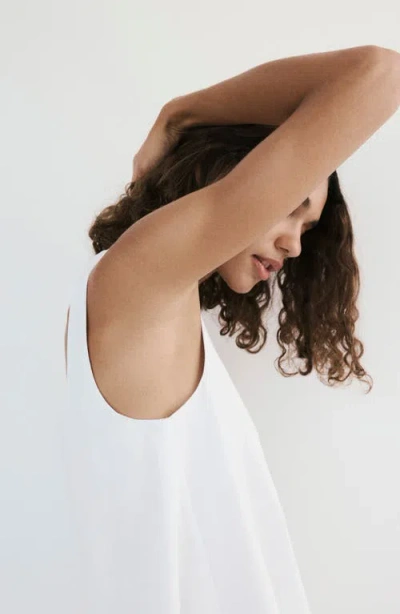 Mango Flared Stretch Cotton Minidress In White