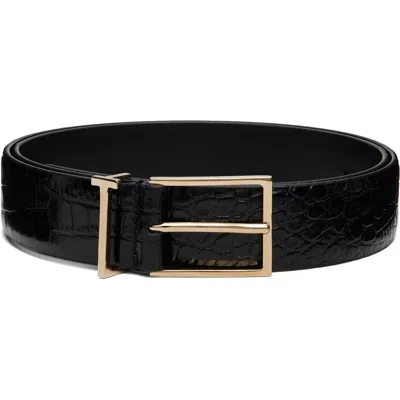 Tom Ford Croc-effect Leather Belt In Black