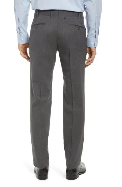 Zanella Parker Flat Front Wool Trousers In Gray