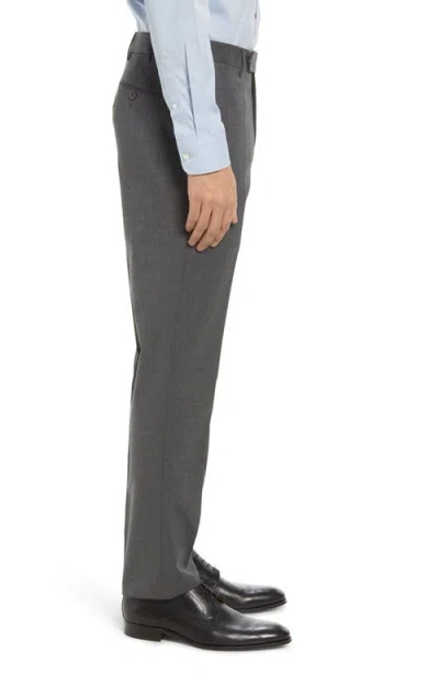 Zanella Parker Flat Front Wool Trousers In Gray