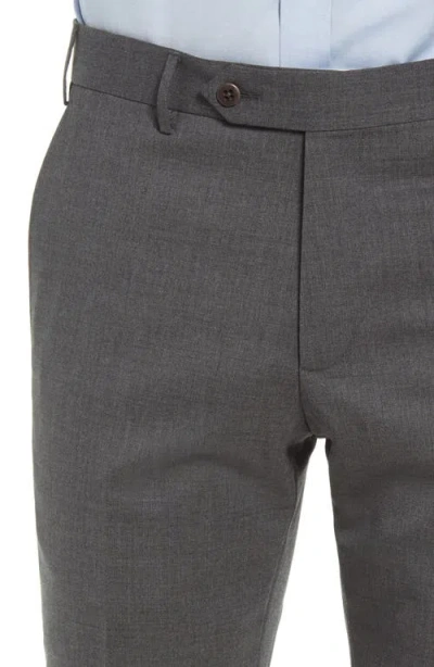 Zanella Parker Flat Front Wool Trousers In Gray