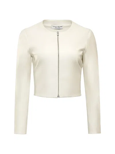 Susan Bender Zip-up Leather Jacket In Neutral