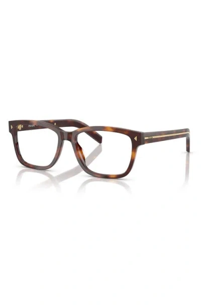 Prada 55mm Rectangular Optical Glasses In Brown
