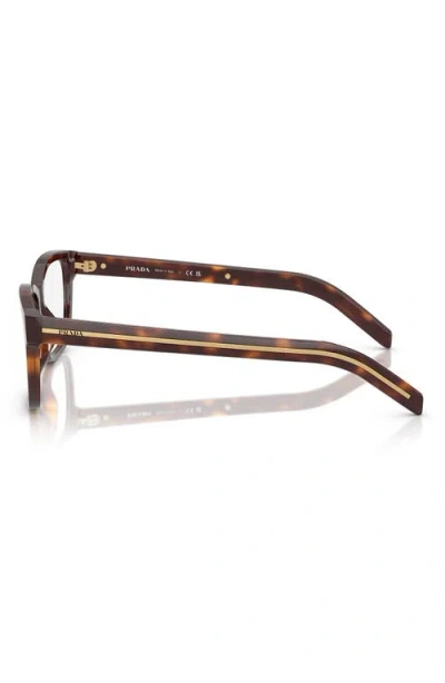Prada 55mm Rectangular Optical Glasses In Brown