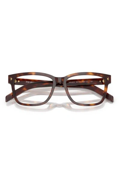 Prada 55mm Rectangular Optical Glasses In Brown