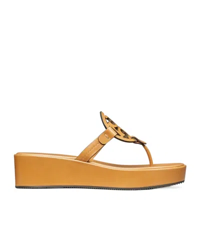 Tory Burch Miller Platform Wedge Thong Sandal In Brown