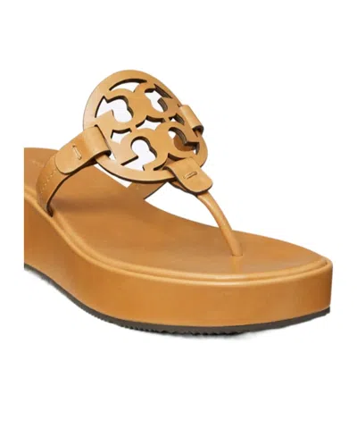 Tory Burch Miller Platform Wedge Thong Sandal In Brown