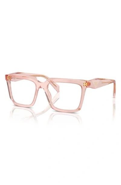 Prada 54mm Rectangular Optical Glasses In Pink