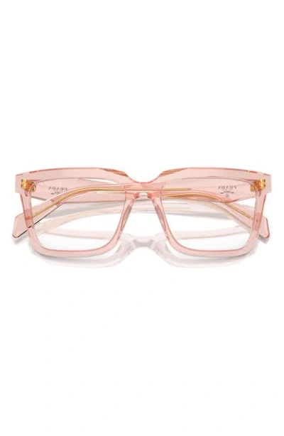 Prada 54mm Rectangular Optical Glasses In Pink