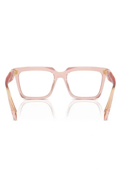 Prada 54mm Rectangular Optical Glasses In Pink