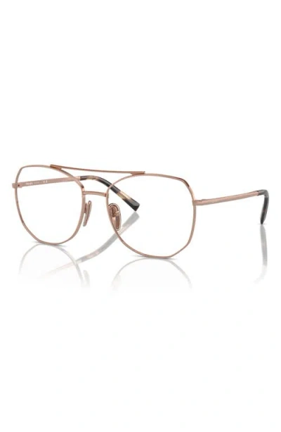 Prada 56mm Rectangular Optical Glasses In Gold